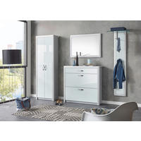 SCHUHSCHRANK Weiß, Alufarben  - Alufarben/Weiß, Design, Glas/Holzwerkstoff (109/104/28cm) - Dieter Knoll