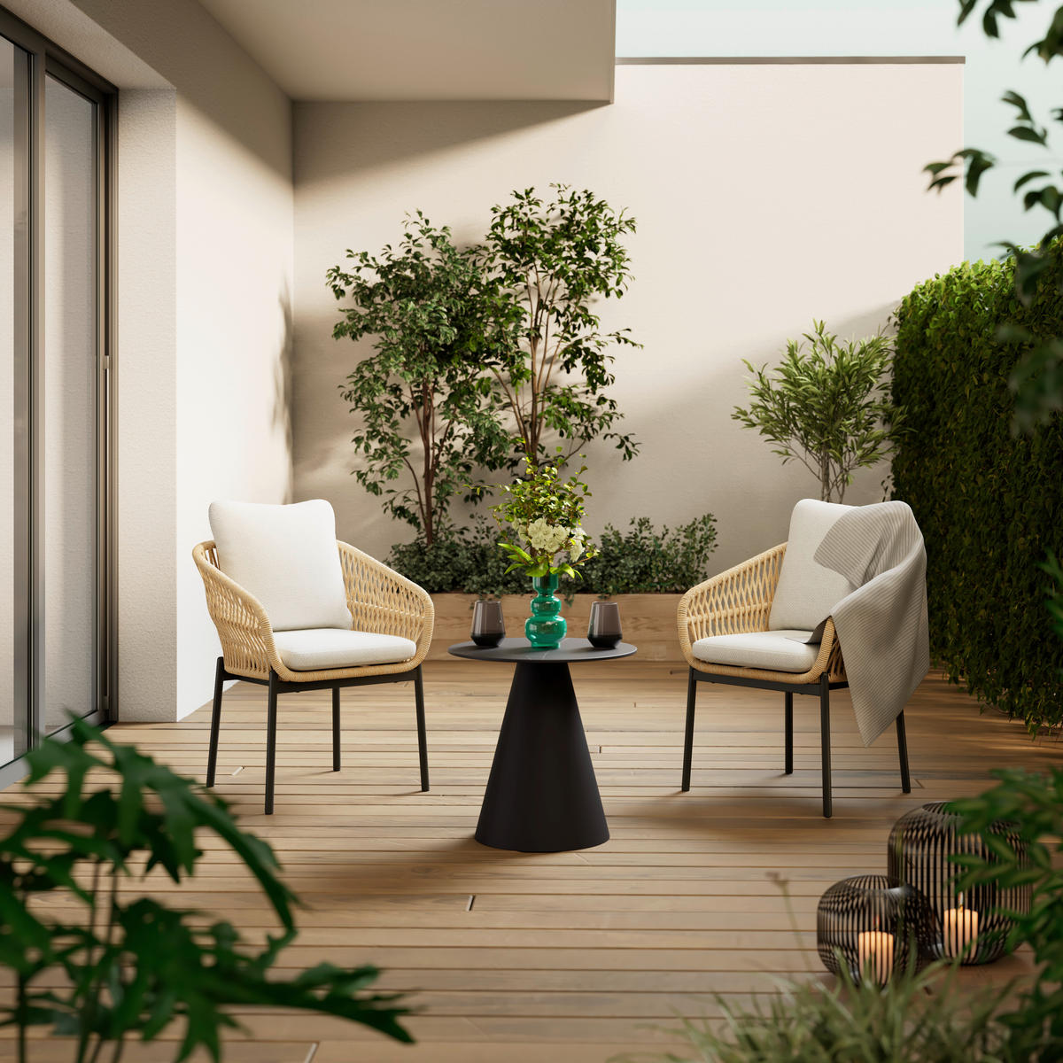 GARTENSTUHL Aluminium Anthrazit, Naturfarben, Hellgrau  - Anthrazit/Hellgrau, Basics, Kunststoff/Textil (63/80/61cm) - Ambia Garden