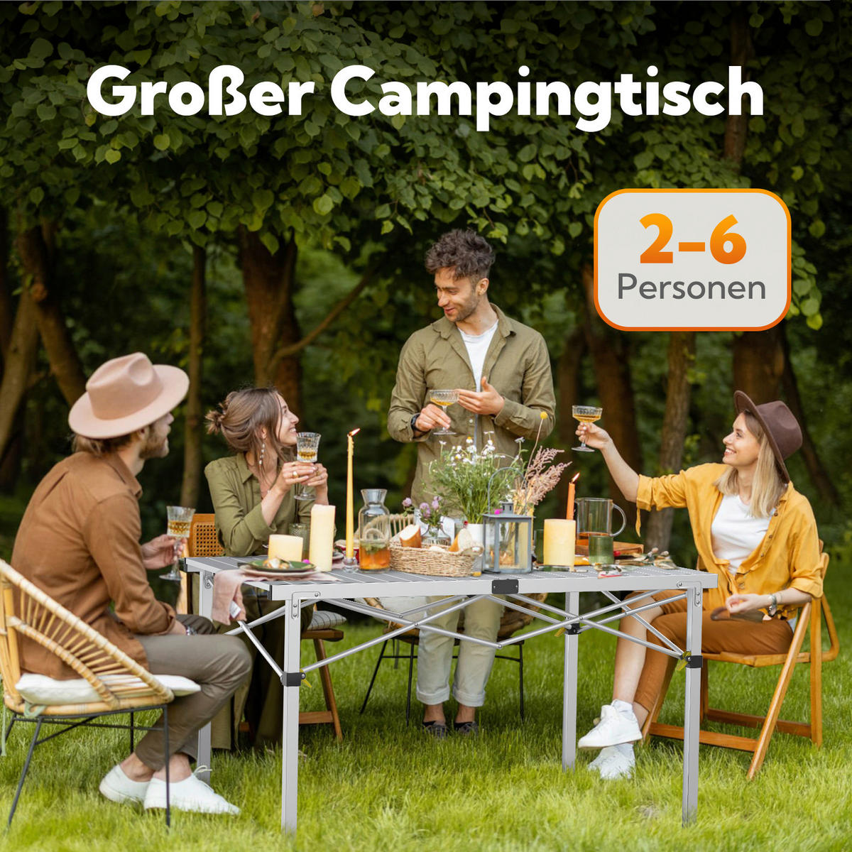 CAMPINGTISCH - Silberfarben, Basics, Metall (118/70/70cm) - Modante