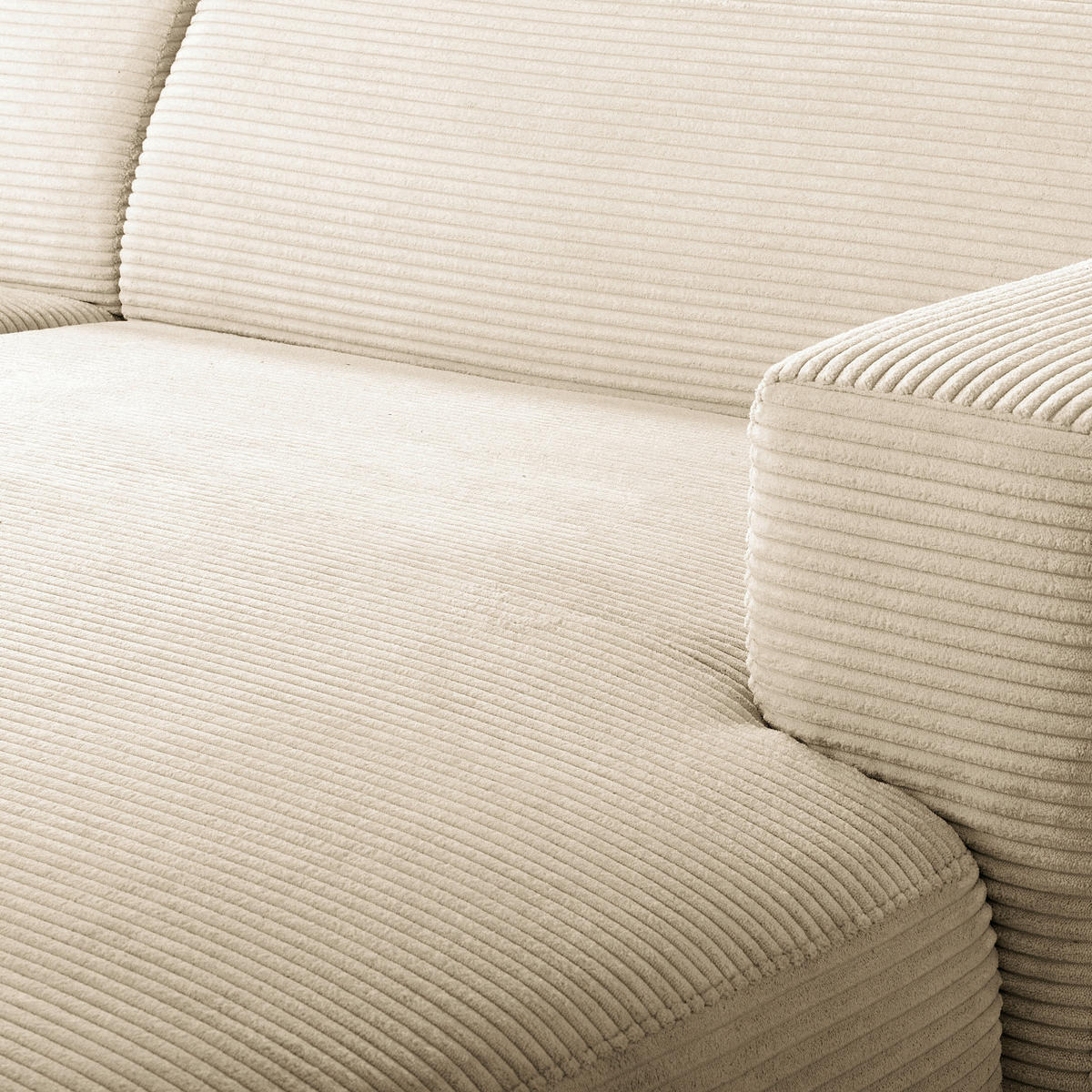 ECKSOFA RENO Beige Cord Relaxfunktion, Kopfteilverstellung  - Beige/Schwarz, Design, Kunststoff/Textil (248/184cm) - Livetastic