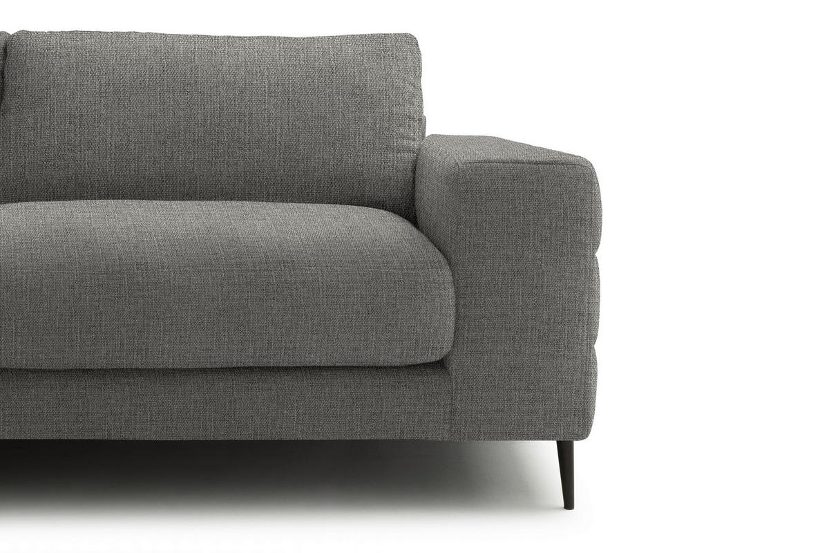 ECKSOFA in Flachgewebe Hellgrau  - Hellgrau/Schwarz, Design, Textil/Metall (177/253cm) - Dieter Knoll