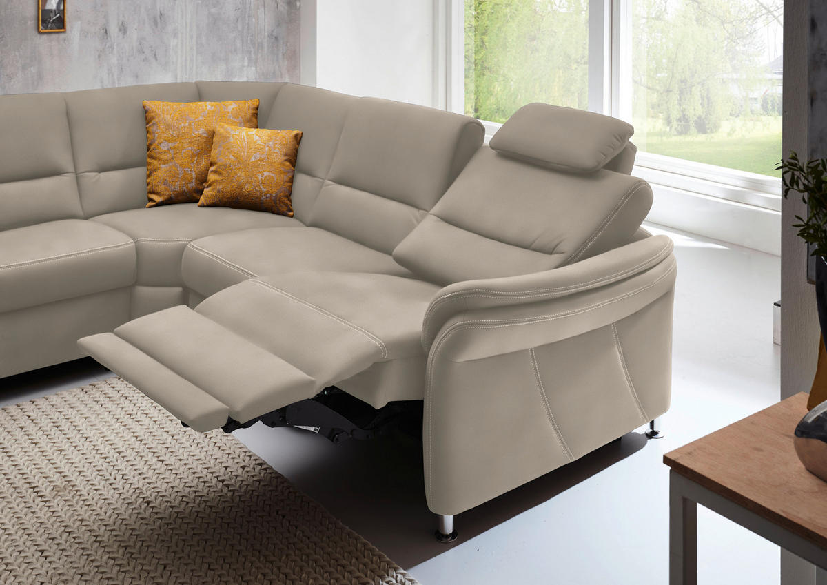 WOHNLANDSCHAFT in Mikrofaser Naturfarben  - Alufarben/Naturfarben, Konventionell, Textil/Metall (173/330/262cm) - Beldomo System