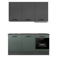 KÜCHENBLOCK 180 cm   in Graphitfarben, Dunkelgrün  - Dunkelgrün/Schieferfarben, Basics, Holzwerkstoff/Metall (180cm) - Impuls
