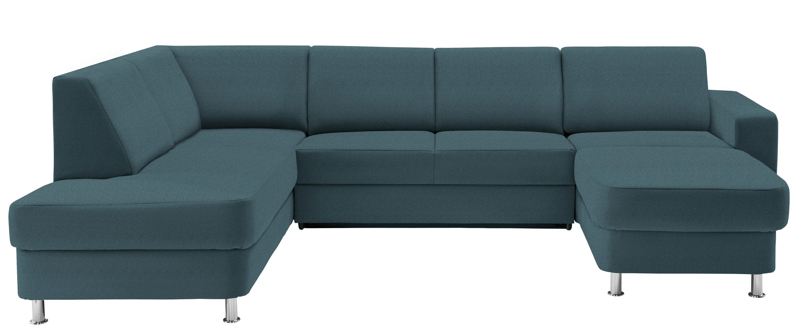 WOHNLANDSCHAFT in Chenille Türkis, Petrol  - Türkis/Chromfarben, Design, Kunststoff/Textil (198/301/165cm) - Xora