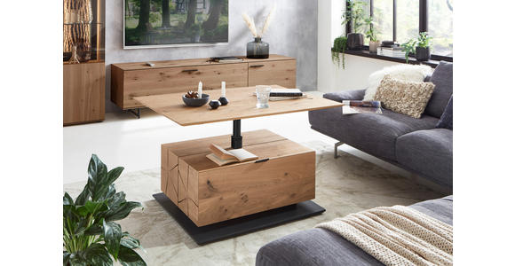 COUCHTISCH in Holz 105/75/47-62 cm  - Eichefarben/Anthrazit, Design, Leder/Holz (105/75/47-62cm) - Valnatura