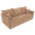 SCHLAFSOFA Plüsch Rosa  inkl. Zierkissen, Rückenkissen, Bettkasten, Schlaffunktion, Rücken echt, Liegefläche im Originalstoff  - Schwarz/Rosa, KONVENTIONELL, Kunststoff/Textil (200/73/105cm) - Carryhome
