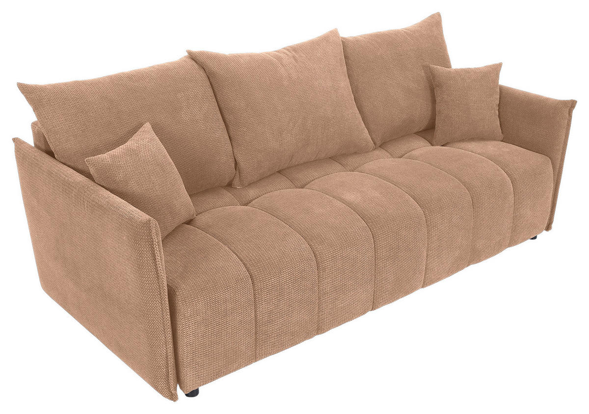 SCHLAFSOFA Plüsch Rosa  inkl. Zierkissen, Rückenkissen, Bettkasten, Schlaffunktion, Rücken echt, Liegefläche im Originalstoff  - Schwarz/Rosa, KONVENTIONELL, Kunststoff/Textil (200/73/105cm) - Carryhome