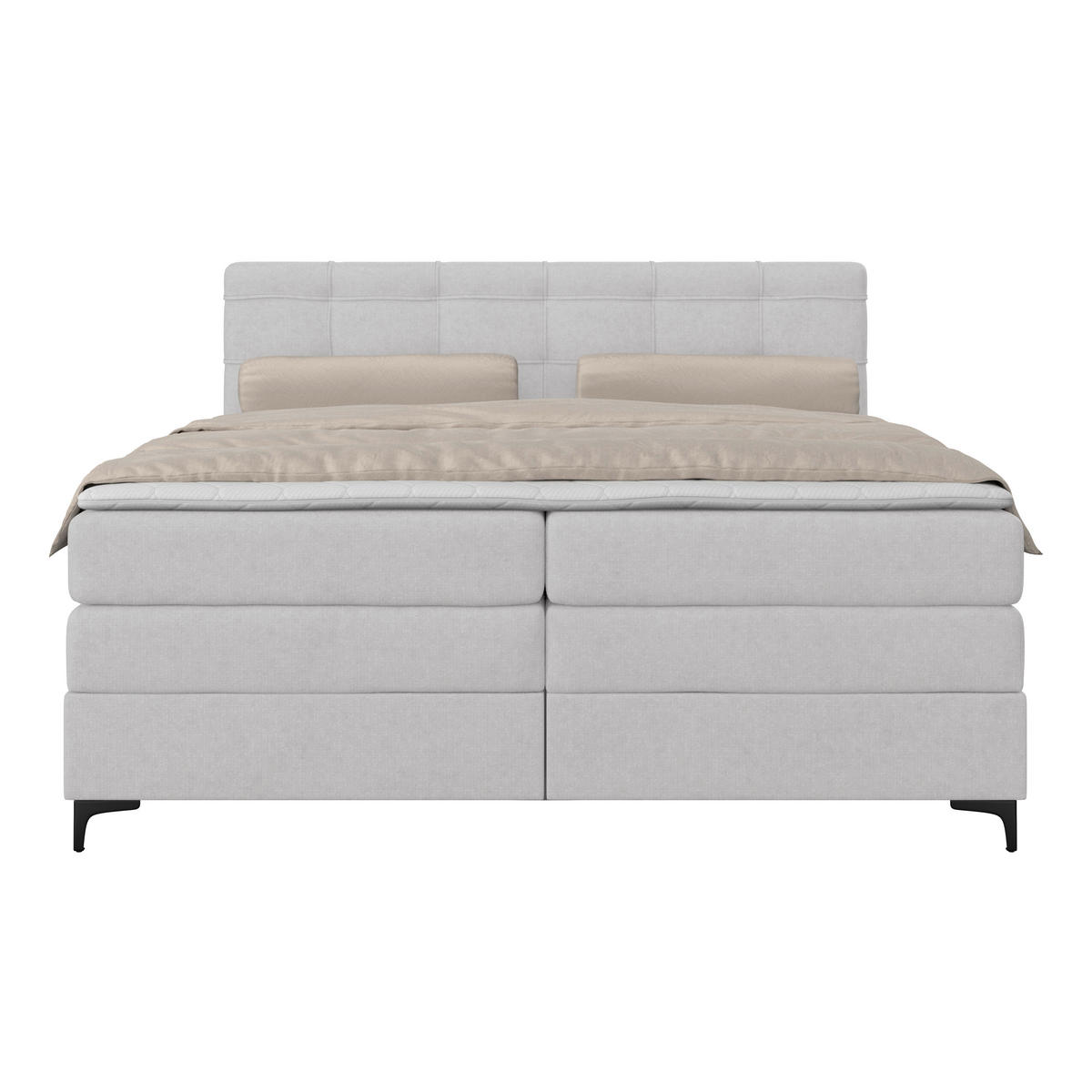 BOXSPRINGBETT 200/200 cm,  in Silberfarben, H3 = fest  - Silberfarben/Schwarz, KONVENTIONELL, Kunststoff/Textil (200/200cm)