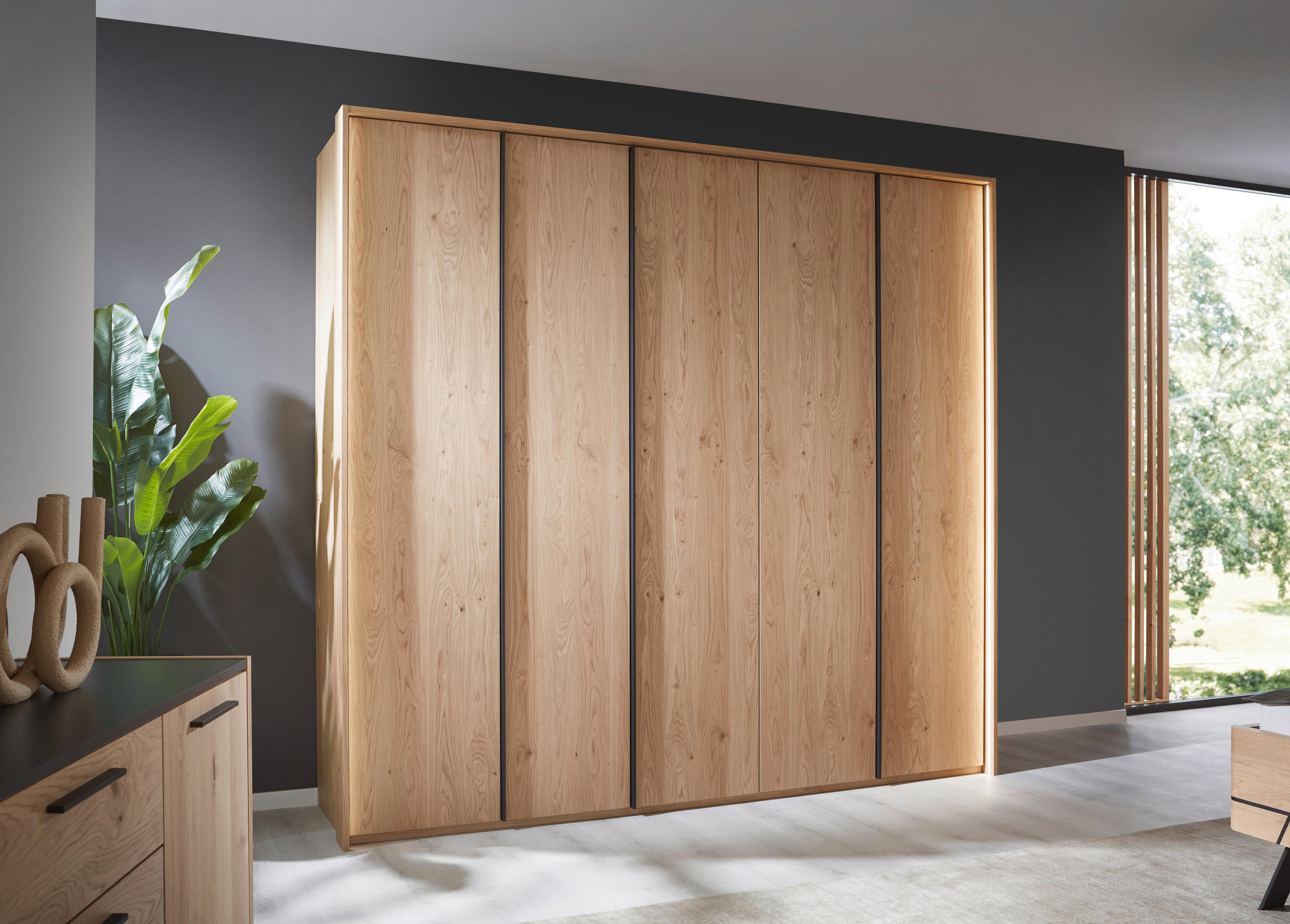 DREHTÜRENSCHRANK 149,6/229,4/59,5 cm,  in Eichefarben, 6-türig  - Eichefarben/Anthrazit, KONVENTIONELL, Holzwerkstoff/Metall (149,6/229,4/59,5cm) - Dieter Knoll