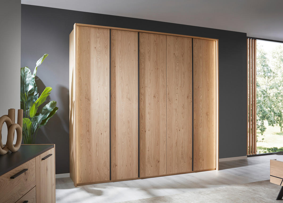 DREHTÜRENSCHRANK 149,6/229,4/59,5 cm,  in Eichefarben, 6-türig  - Eichefarben/Anthrazit, KONVENTIONELL, Holzwerkstoff/Metall (149,6/229,4/59,5cm) - Dieter Knoll
