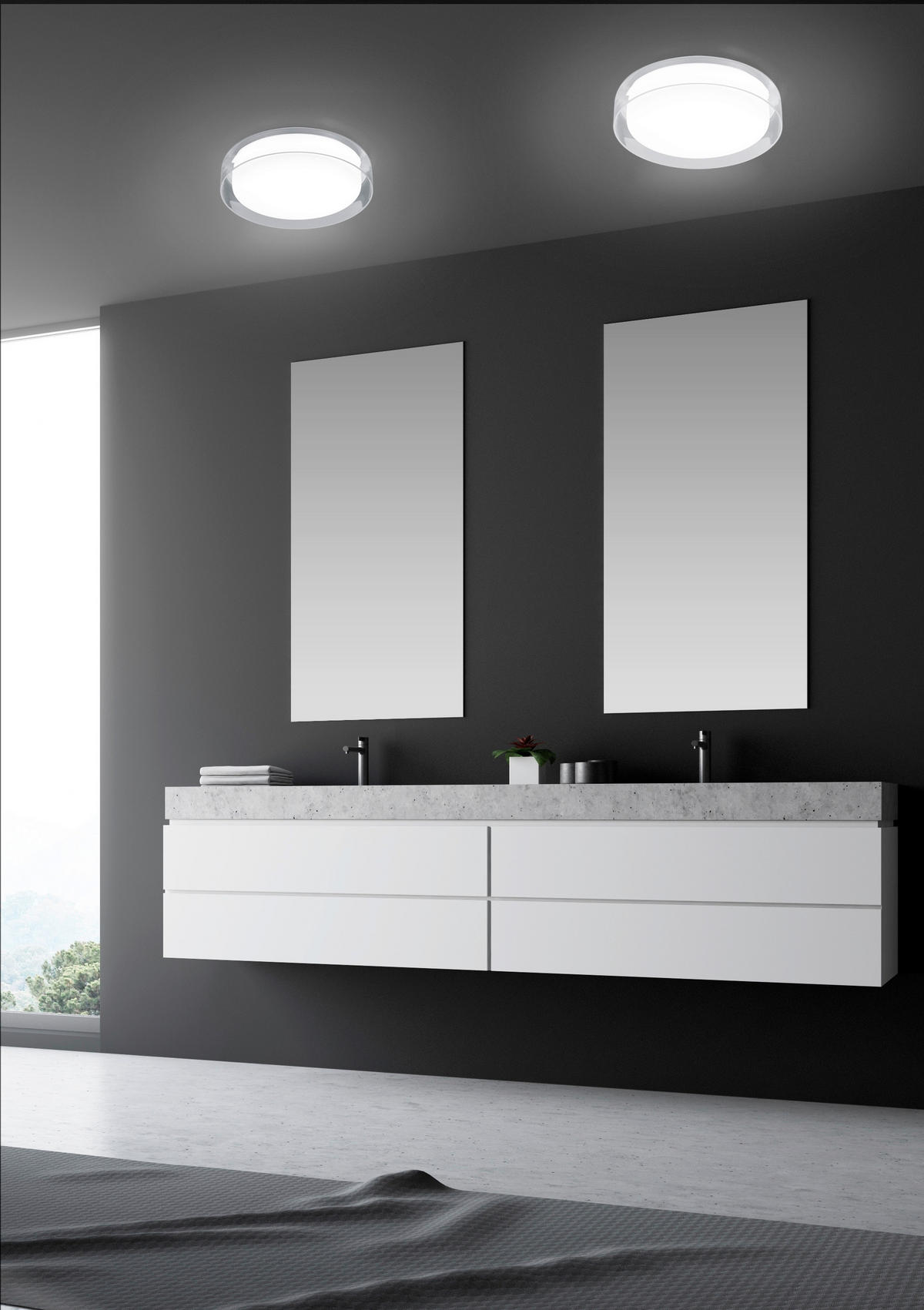 LED-BADEZIMMER-DECKENLEUCHTE Olvi 30/9 cm   - Chromfarben, Design, Glas/Metall (30/9cm) - Helestra