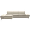 ECKSOFA in Echtleder Hellgrau  - Silberfarben/Hellgrau, Design, Leder/Metall (200/315cm) - Chilliano