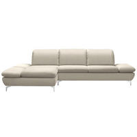 ECKSOFA in Echtleder Hellgrau  - Silberfarben/Hellgrau, Design, Leder/Metall (200/315cm) - Chilliano
