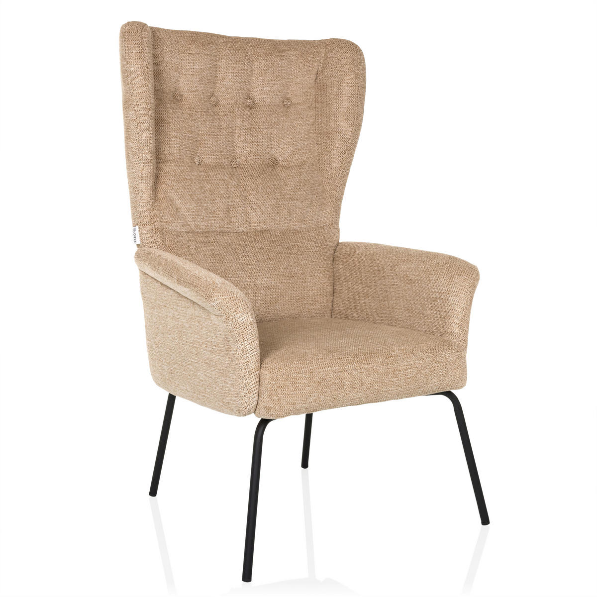 OHRENSESSEL Bouclé Beige  - Beige/Schwarz, MODERN, Textil/Metall (71/110/71cm) - MID.YOU
