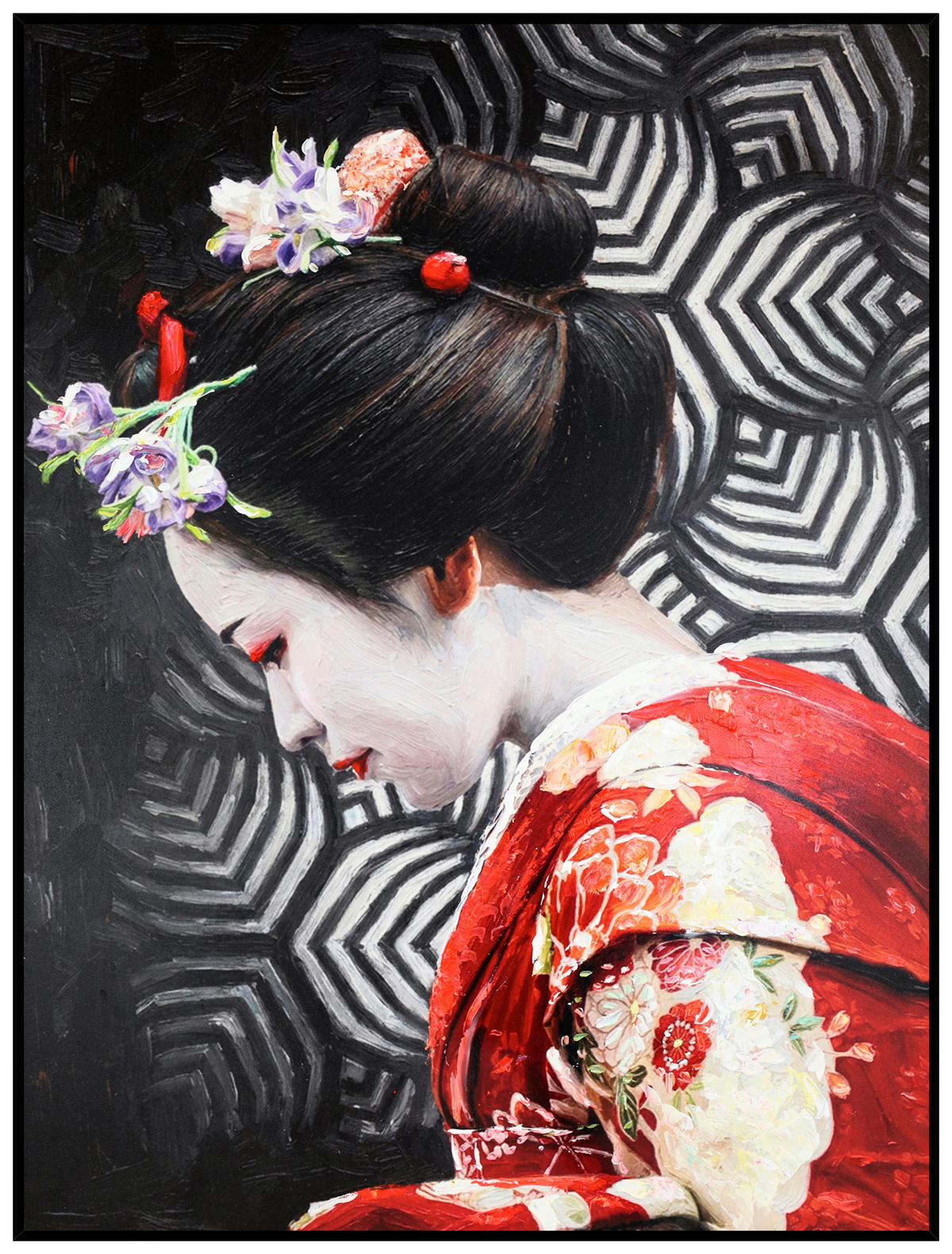 OLAJFESTMÉNY 60/80 cm  - fekete/többszínű, Design, faalapú anyag/textil (60/80cm) - Monee