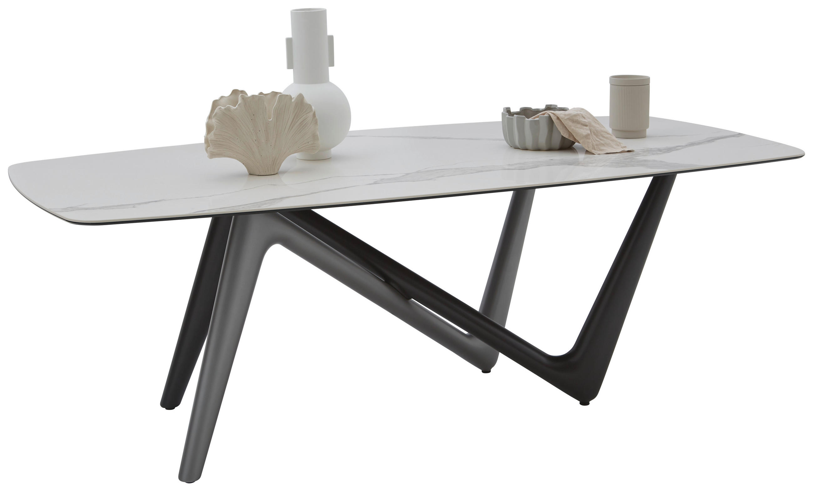 ESSTISCH in Kunststoff, Keramik 220/110/75 cm  - Anthrazit/Weiß, Design, Keramik/Kunststoff (220/110/75cm) - Dieter Knoll