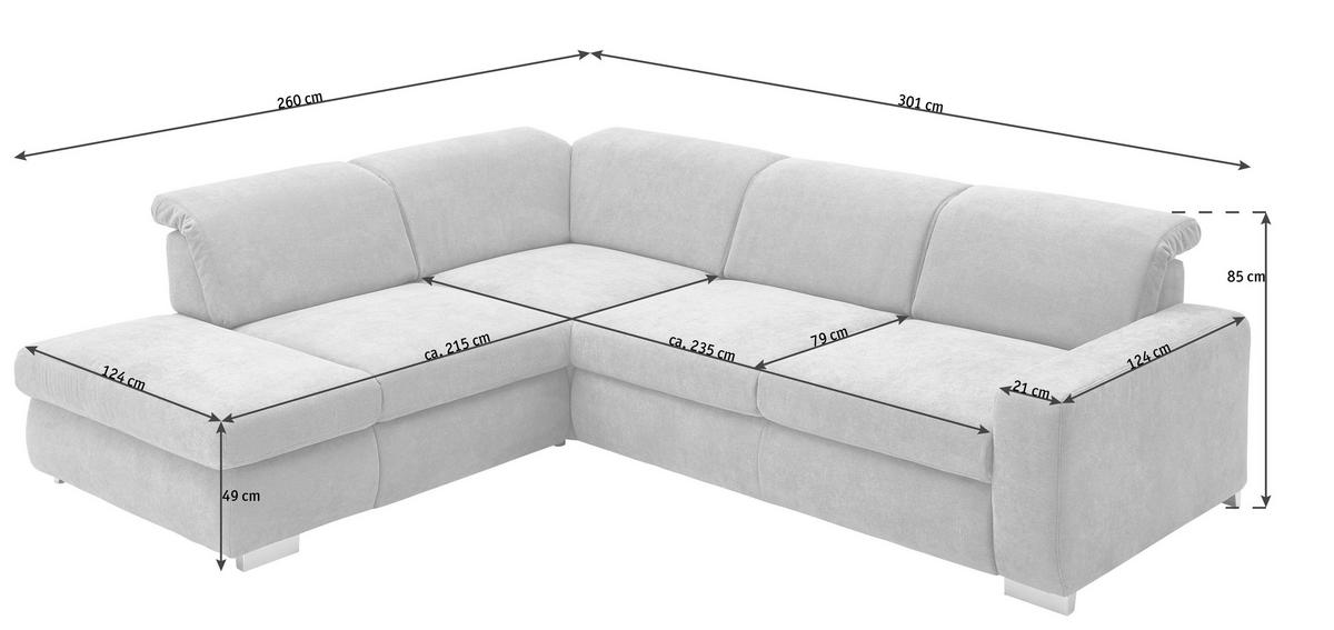 ECKSOFA in Webstoff Dunkelblau  - Alufarben/Dunkelblau, Design, Textil (260/301cm) - Beldomo Style