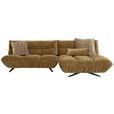 ECKSOFA Beigebraun Chenille Rücken echt, Sitztiefenverstellung  - Beigebraun/Schwarz, Design, Textil/Metall (295/178cm) - Belluti