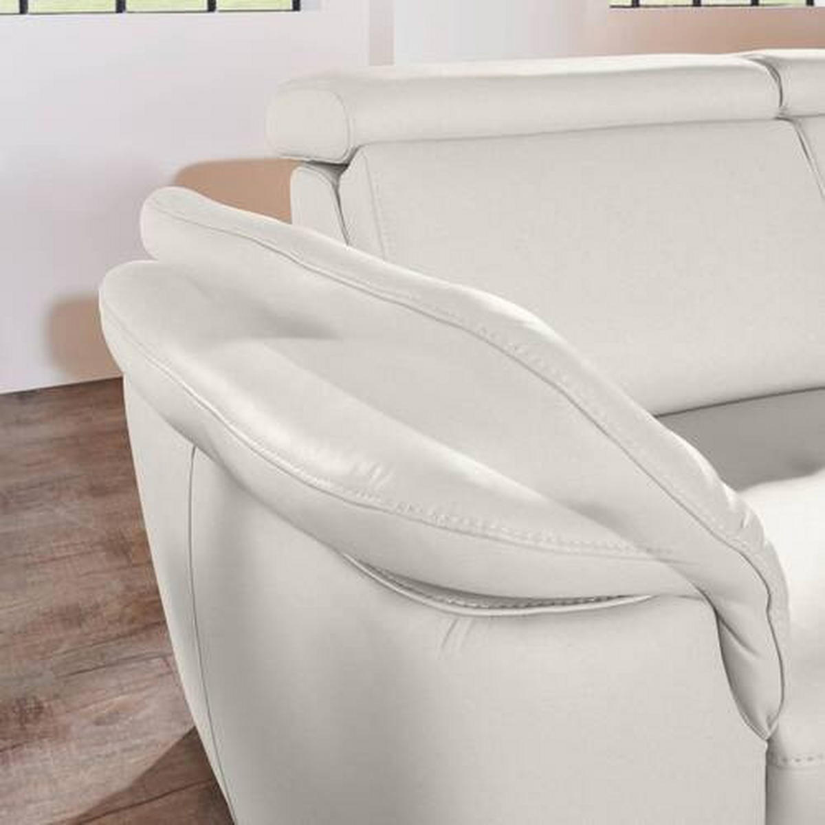 ECKSOFA in Echtleder Weiss  - Weiss/Alufarben, Design, Leder/Metall (271/239cm) - Cantus