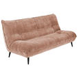 3-SITZER-SOFA in Mikrofaser Rosa  - Schwarz/Rosa, KONVENTIONELL, Textil/Metall (230/100/101cm) - Hom`in