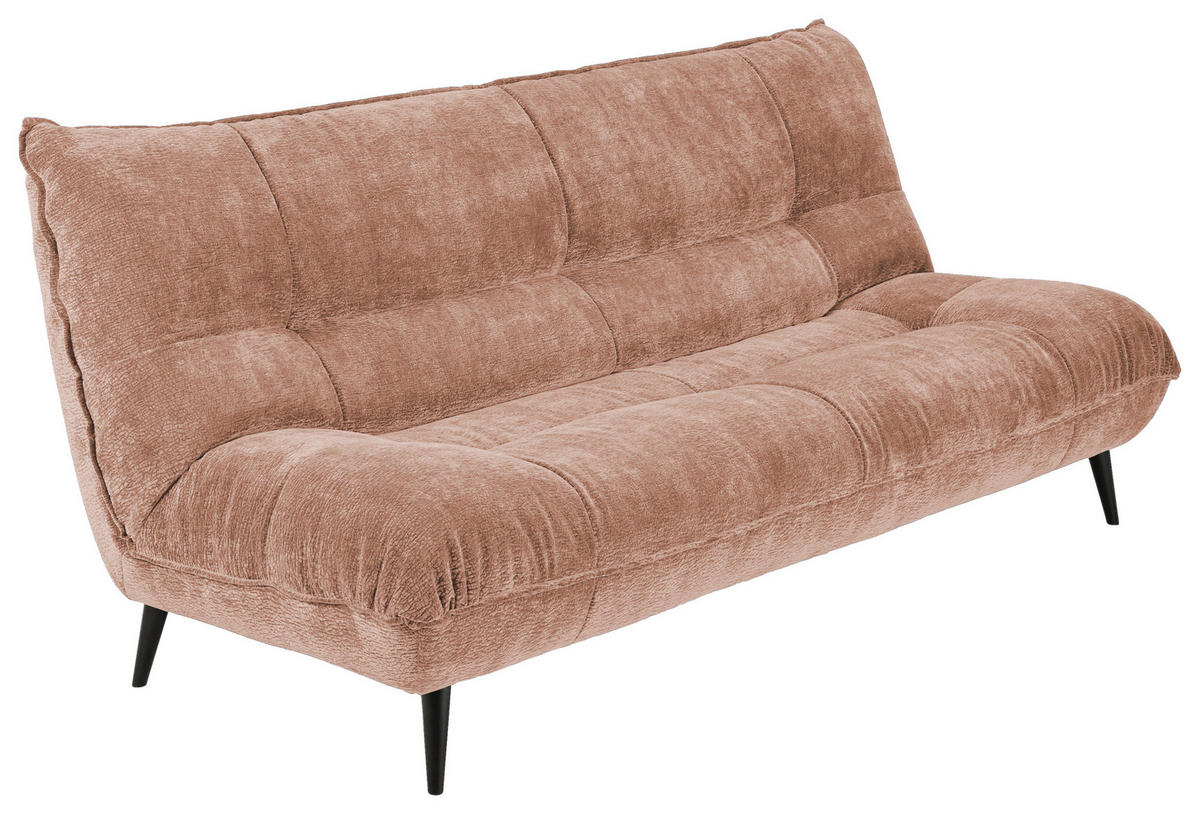 3-SITZER-SOFA in Mikrofaser Rosa  - Schwarz/Rosa, Konventionell, Textil/Metall (230/100/101cm) - MID.YOU