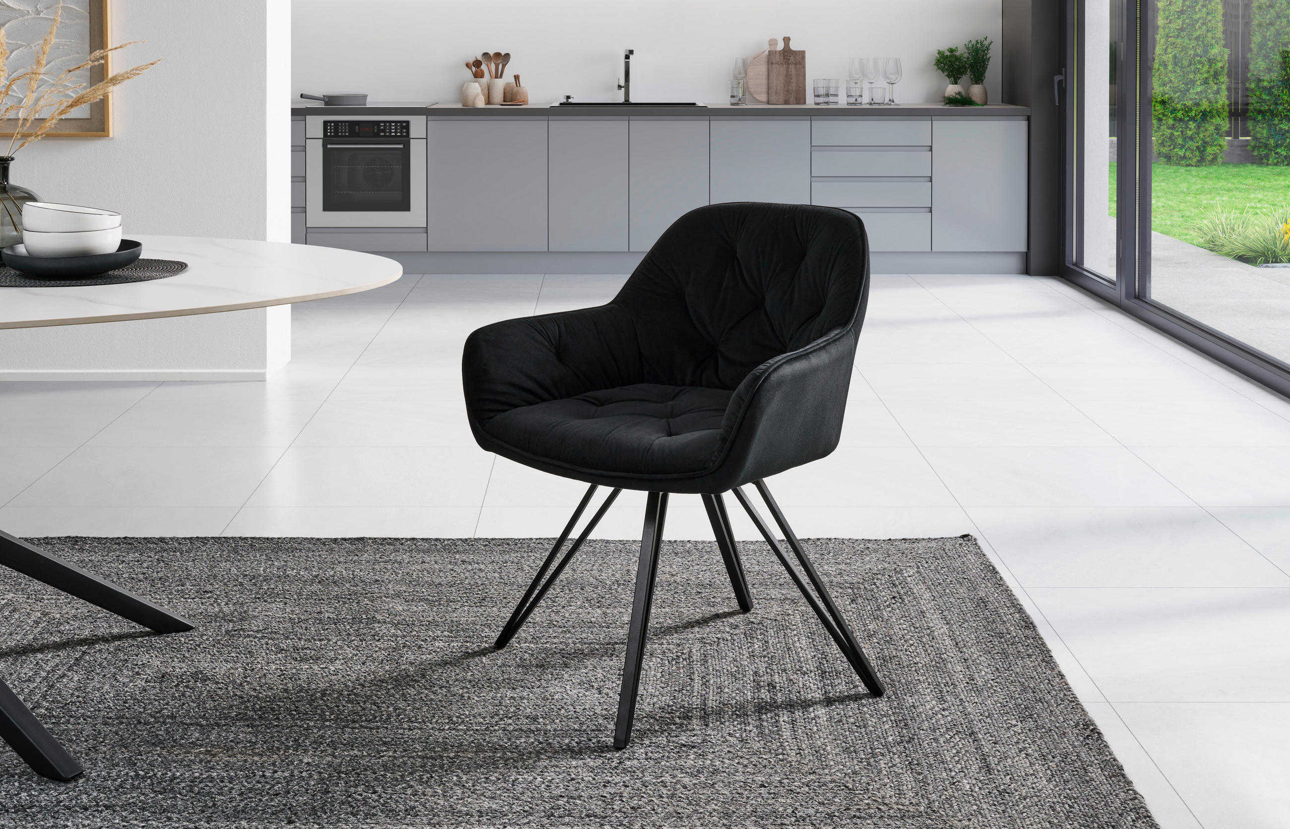 ARMLEHNSTUHL  in Eisen Samt  - Schwarz, LIFESTYLE, Holz/Textil (61/82/62cm) - Livetastic