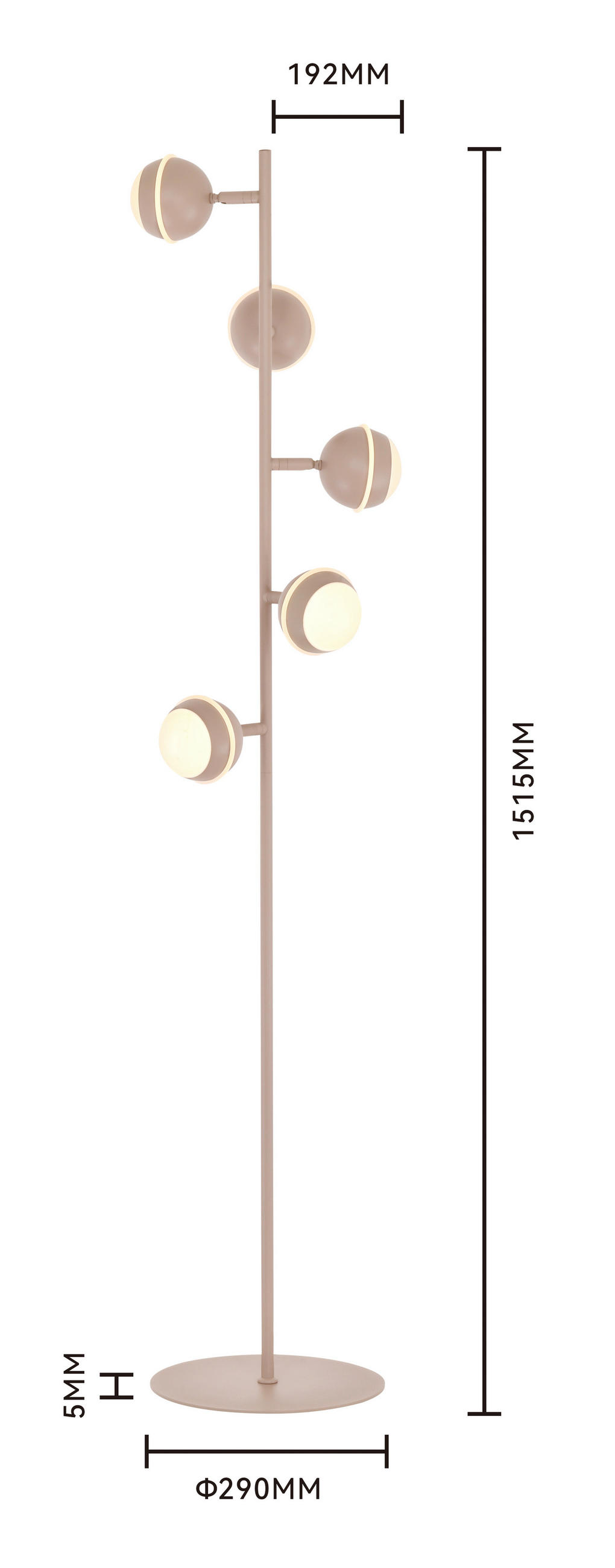 LED-STEHLEUCHTE Biarritz 25/140/25 cm  - Sandfarben/Schwarzchrom, Design, Kunststoff/Metall (25/140/25cm)