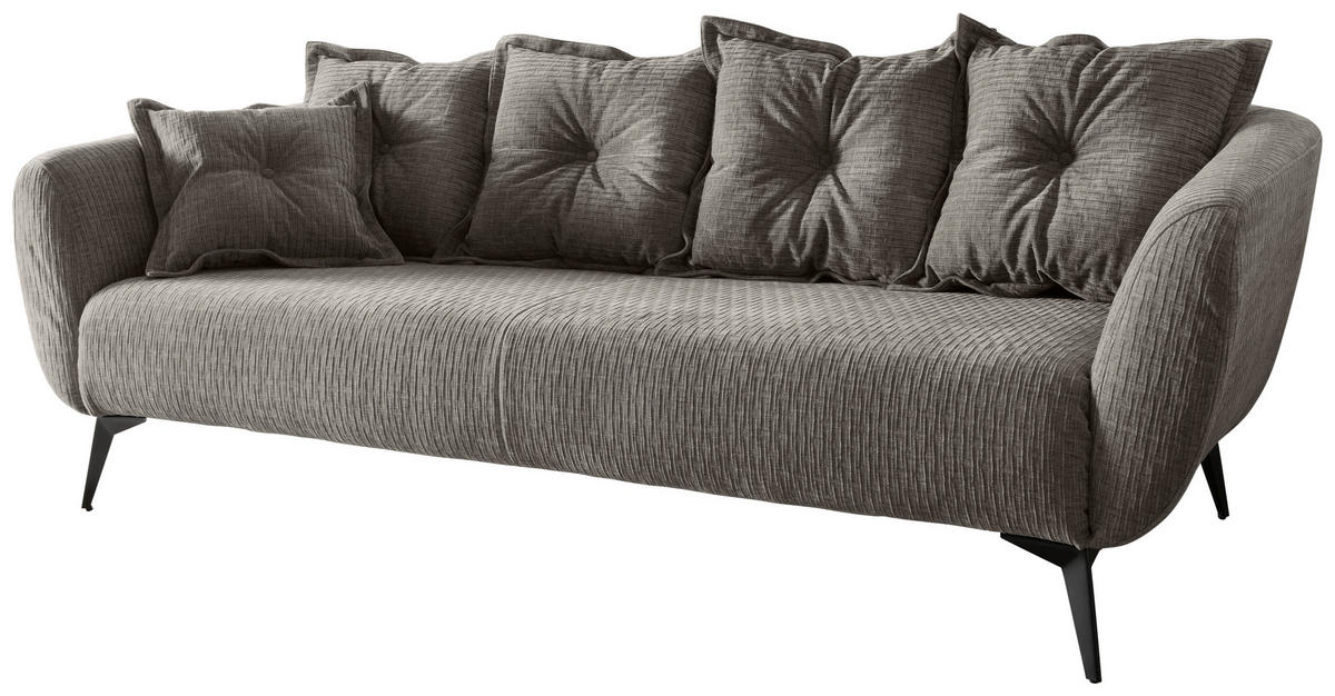 3-SITZER-SOFA in Mikrofaser Graubraun  - Graubraun/Schwarz, MODERN, Textil/Metall (236/94/103cm) - Livetastic