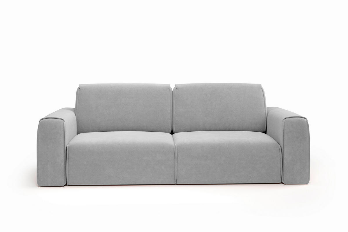 SCHLAFSOFA Tuzzi  mit Schlafen auf Sitzhöhe Velours Hellgrau  - Hellgrau/Schwarz, Basics, Kunststoff/Textil (252/94/105cm) - Livetastic