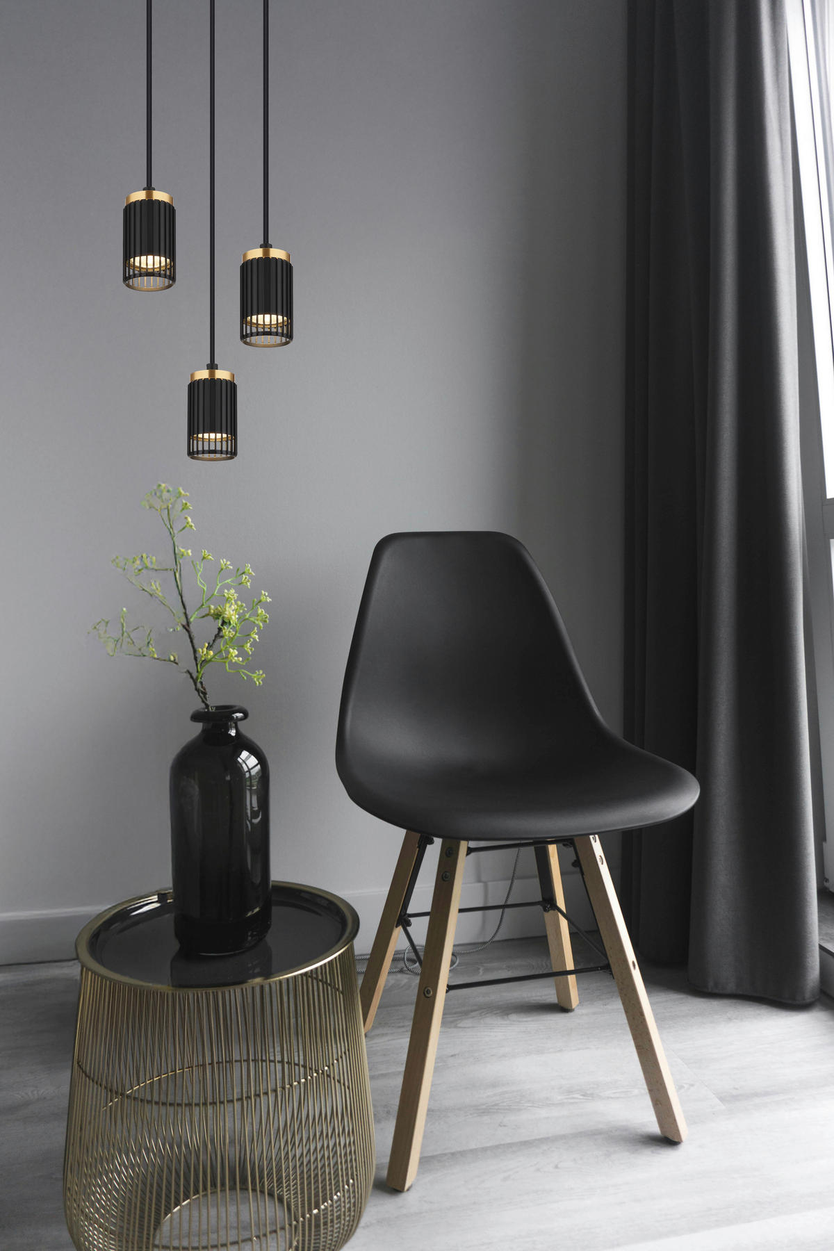 ZÁVĚSNÉ SVÍTIDLO, 21/115.5 cm  - černá/barvy zlata, Design, kov/plast (21/115.5cm) - Globo