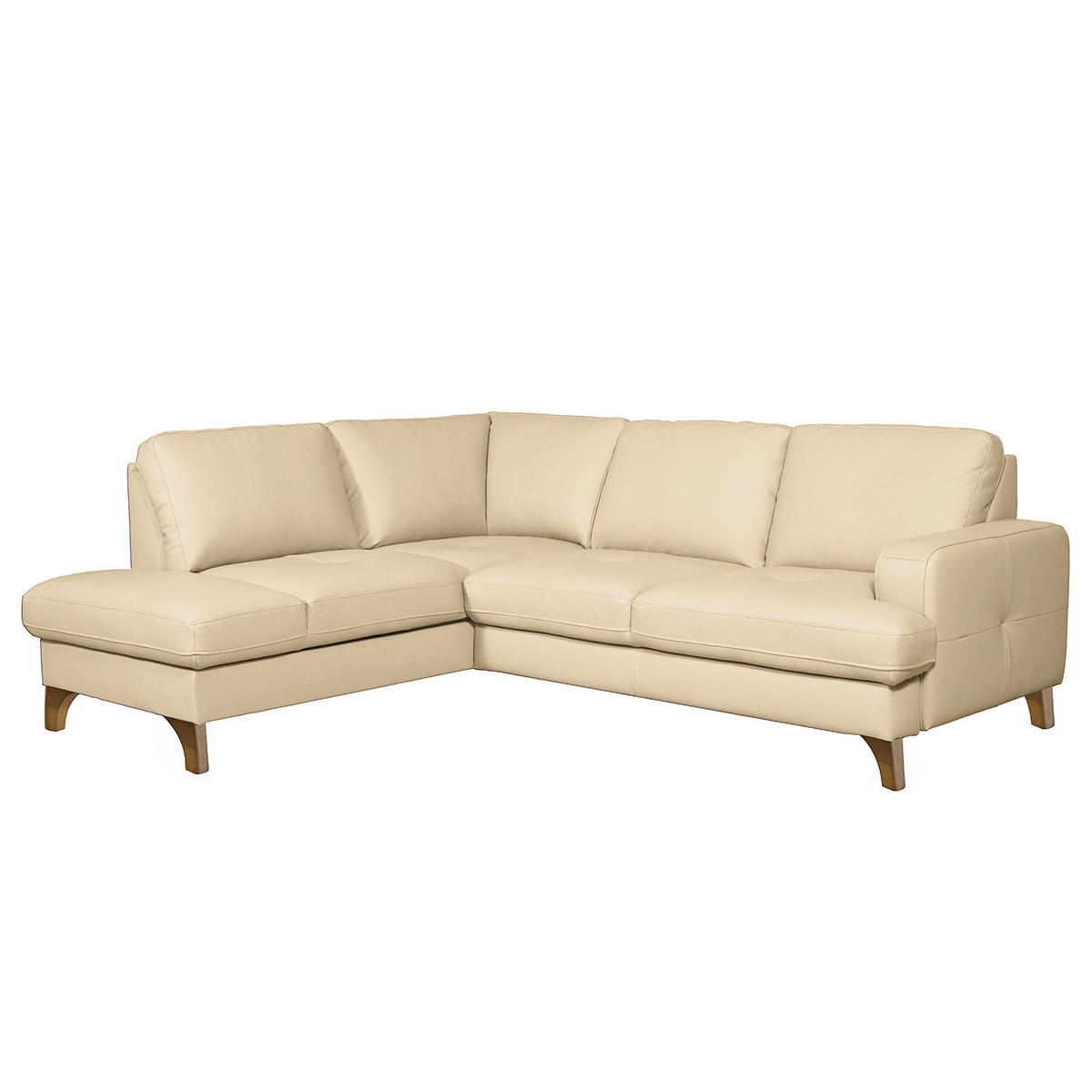 ECKSOFA Lederlook Echtleder Beige  - Beige/Buchefarben, Design, Leder/Holz (234/190cm) - Livetastic