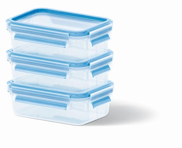 Emsa Frischhaltedosenset Clip \u0026 Close Blau, Transparent 16.3x5.8x11.3 cm