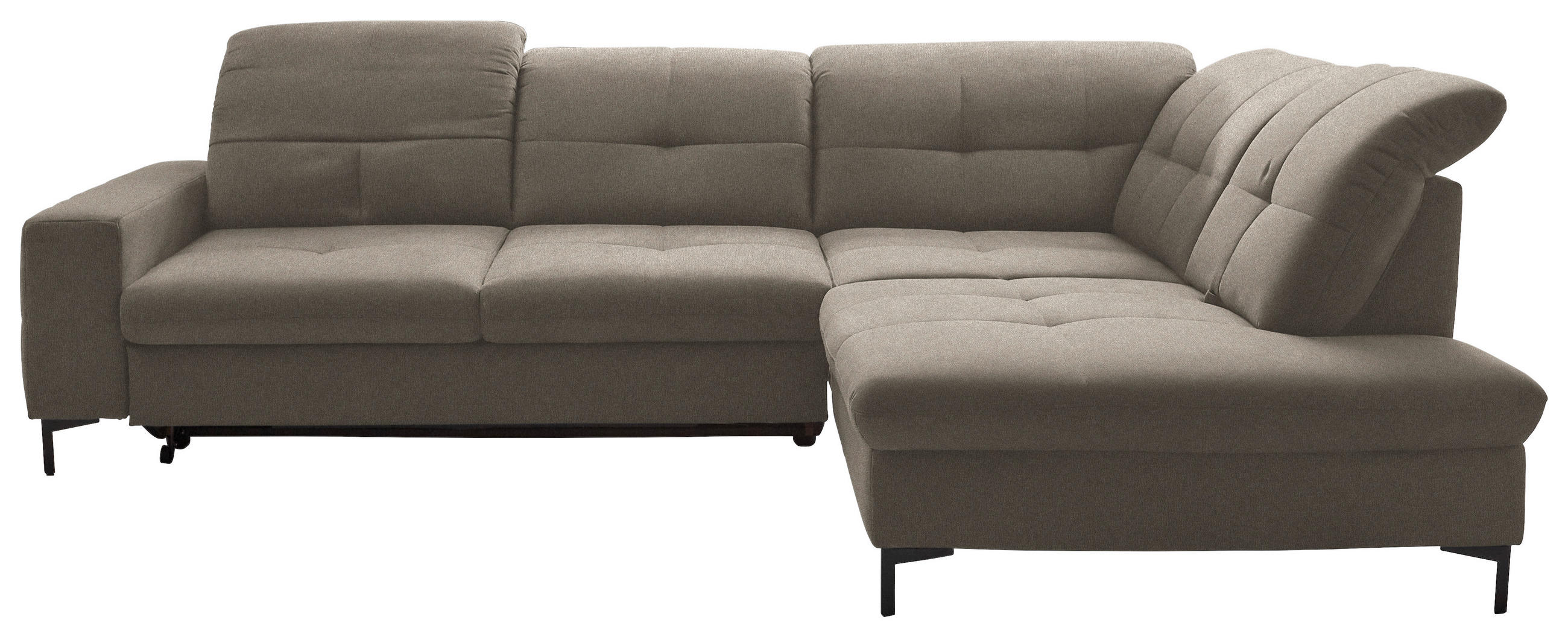 ECKSOFA in Chenille Hellbraun  - Hellbraun/Schwarz, Design, Textil/Metall (310/240cm) - Xora