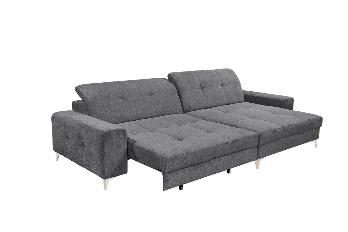 ECKSOFA SORELLA in Mikrovelours Anthrazit Kopfteilverstellung, Sitztiefenverstellung  328/182 cm  - Kaschmir/Anthrazit, Design, Kunststoff/Textil (328/182cm) - MID.YOU
