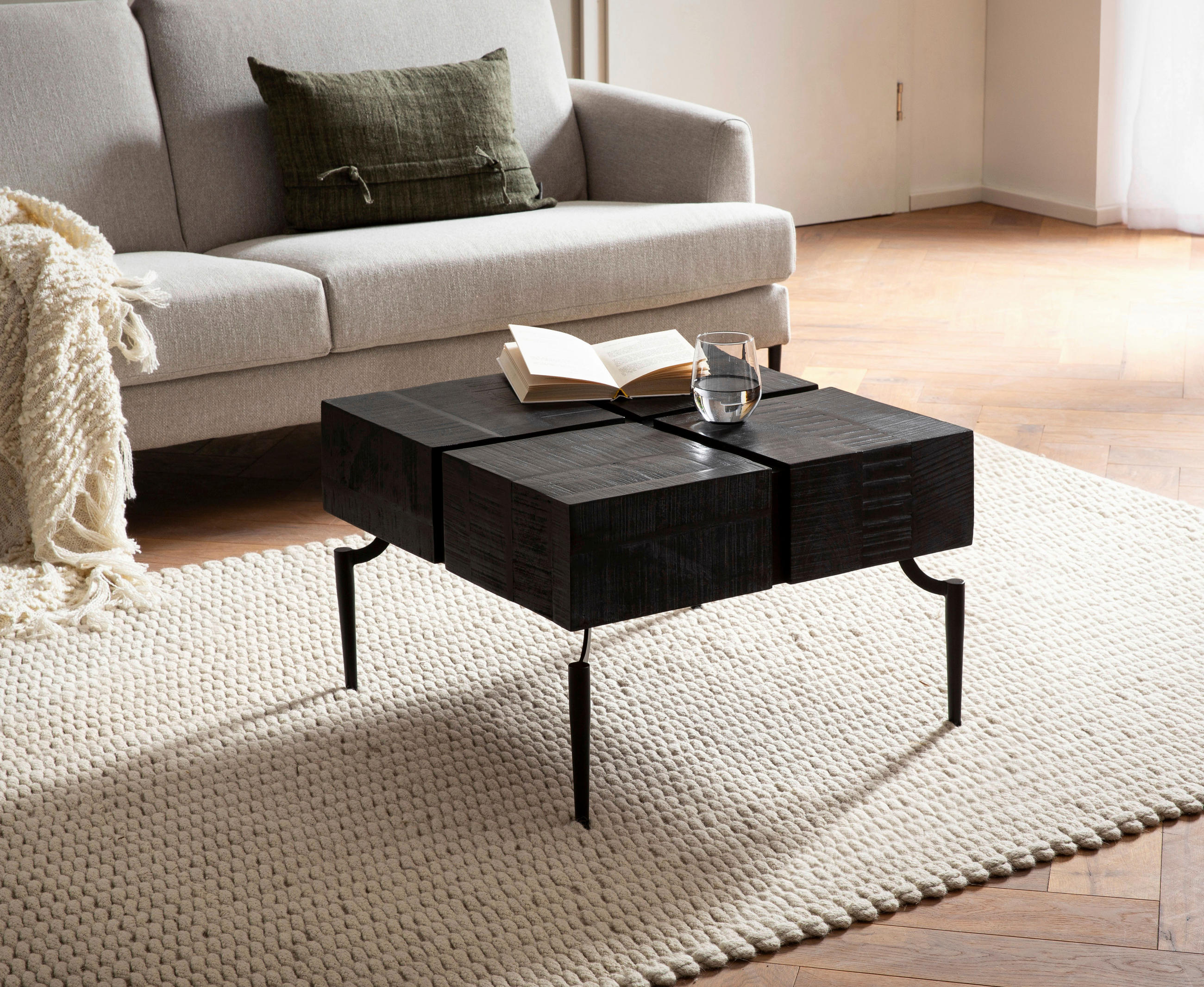 SOFFBORD i trä 60/60/40 cm  - svart, Design, metall/trä (60/60/40cm) - Livetastic