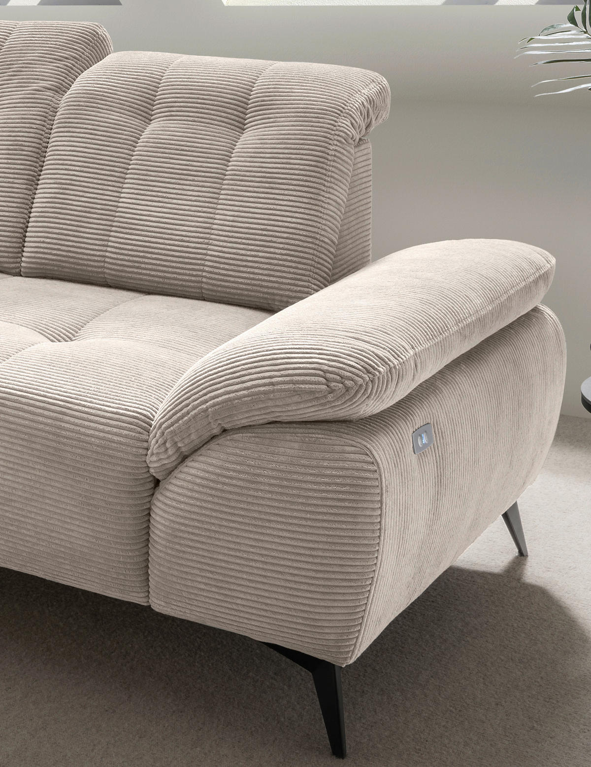 ECKSOFA in Cord Beige  - Beige/Schwarz, Modern, Textil/Metall (200/272cm) - Livetastic
