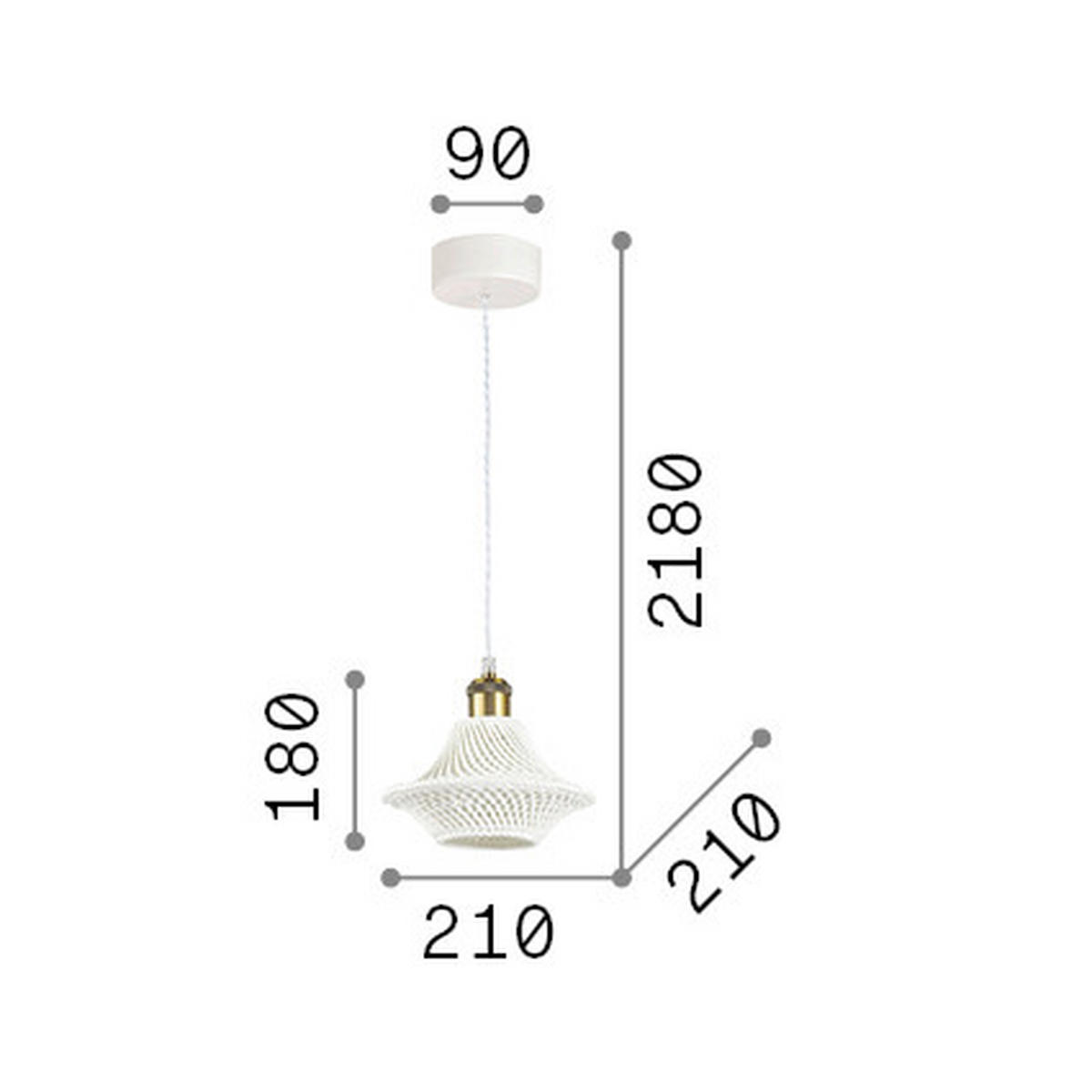 SVJETILJKA VISEĆA  21/43/218 cm      Lugano  - bijela, Trend, metal/keramika (21/43/218cm)