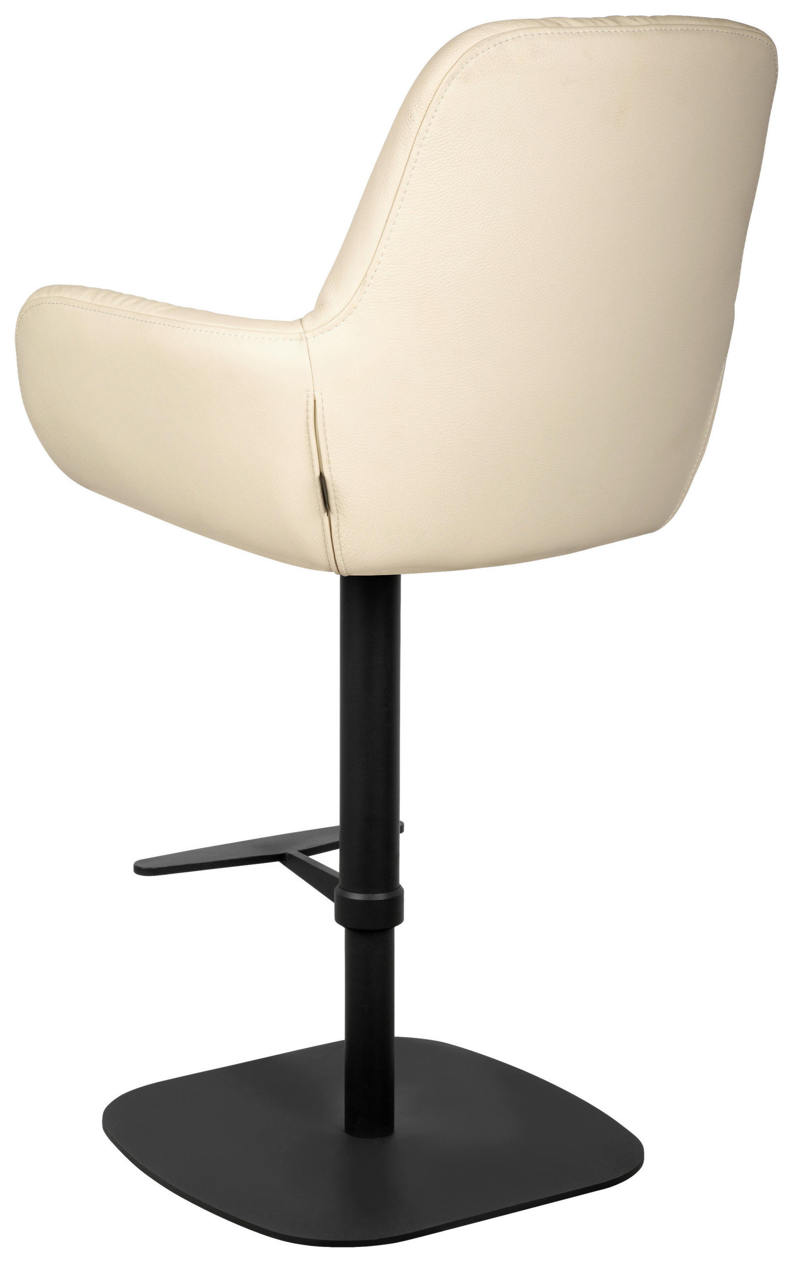 BARHOCKER Echtleder Schwarz, Beige Eisen Sitzfläche 360° drehbar, inklusive Armlehnen  - Beige/Schwarz, Design, Leder/Metall (57,5/110/59,5cm) - Dieter Knoll