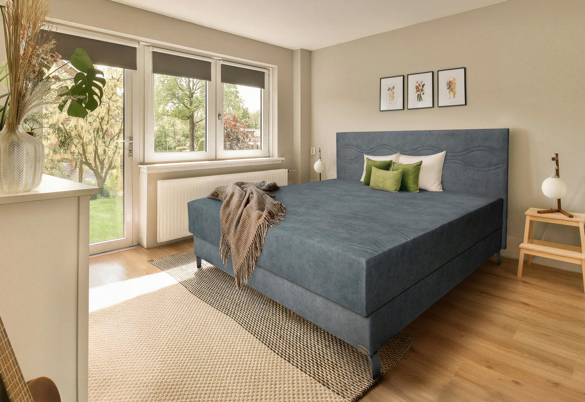 KÁRPITOZOTT ÁGY 160/200 cm  zöld  - ezüstszínű/zöld, Basics, textil/fém (160/200cm) - Cardo