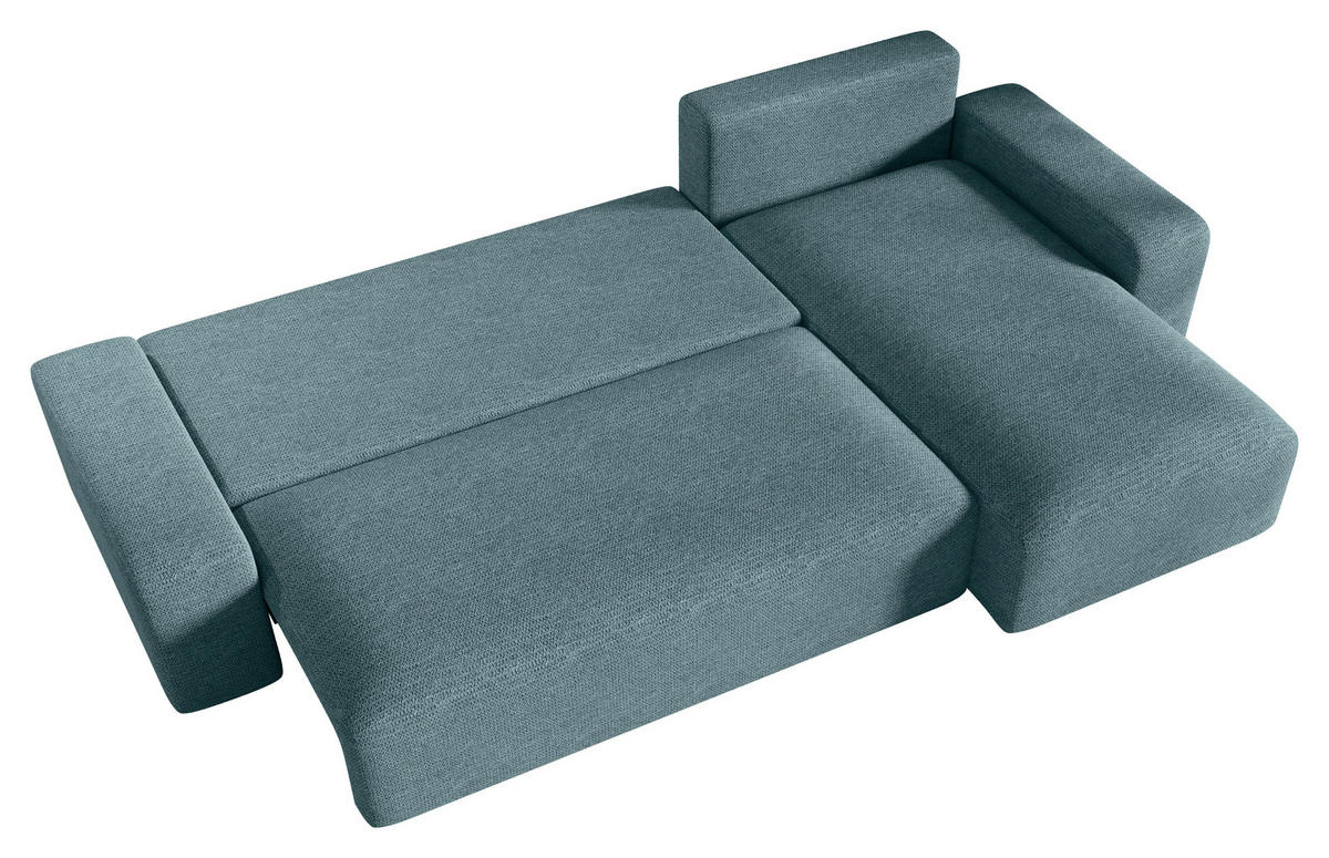 ECKSOFA Grau Bouclé Zierkissen, Rückenkissen, Bettkasten, Schlaffunktion, Rücken echt, Stauraum  - Schwarz/Grau, MODERN, Kunststoff/Textil (248/143cm) - Xora