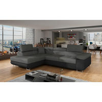 ECKSOFA  Grau, Schwarz Textilgeflecht  - Chromfarben/Schwarz, Design, Textil/Metall (203/272cm) - MID.YOU