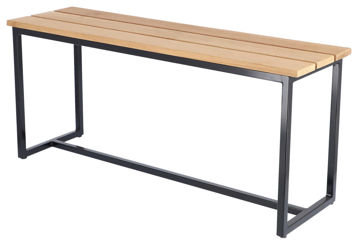 GARTENBANK 100/45/29 cm Teakholz   - Schwarz/Teakfarben, KONVENTIONELL, Holz/Metall (100/45/29cm) - Jan Kurtz