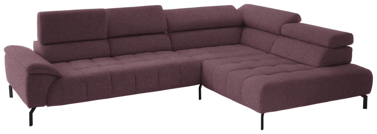 ECKSOFA in Chenille Beere  - Beere/Schwarz, Design, Textil/Metall (323/222cm) - Beldomo Style
