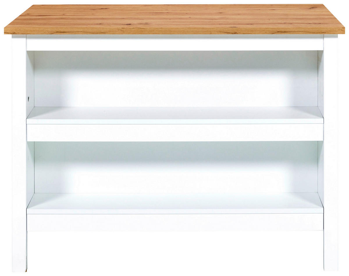 KÜCHENINSEL   in Weiß, Eiche Artisan  - Silberfarben/Weiß, MODERN, Holzwerkstoff/Metall (100/92/60cm) - home24