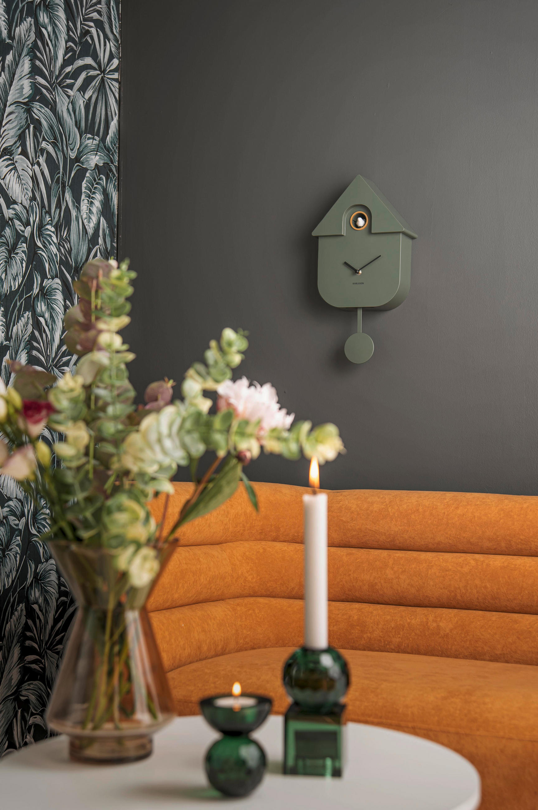 WANDUHR  Olivgrün  - Olivgrün, KONVENTIONELL, Kunststoff (21,5/41/8,5cm) - Karlsson