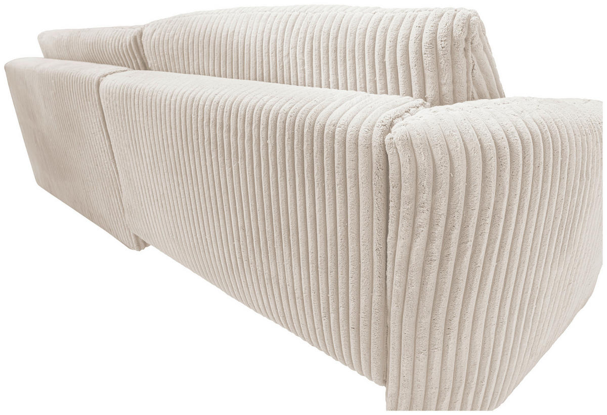 ECKSOFA in Cord Creme  - Creme/Schwarz, Design, Kunststoff/Textil (161/284cm) - Livetastic