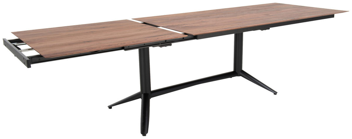 ESSTISCH 200-300/100/77 cm Echtholz  Holz ausziehbar, in verschiedenen Größen erhältlich rechteckig Nussbaumfarben  - Nussbaumfarben/Schwarz, Design, Holz/Metall (200-300/100/77cm) - hülsta