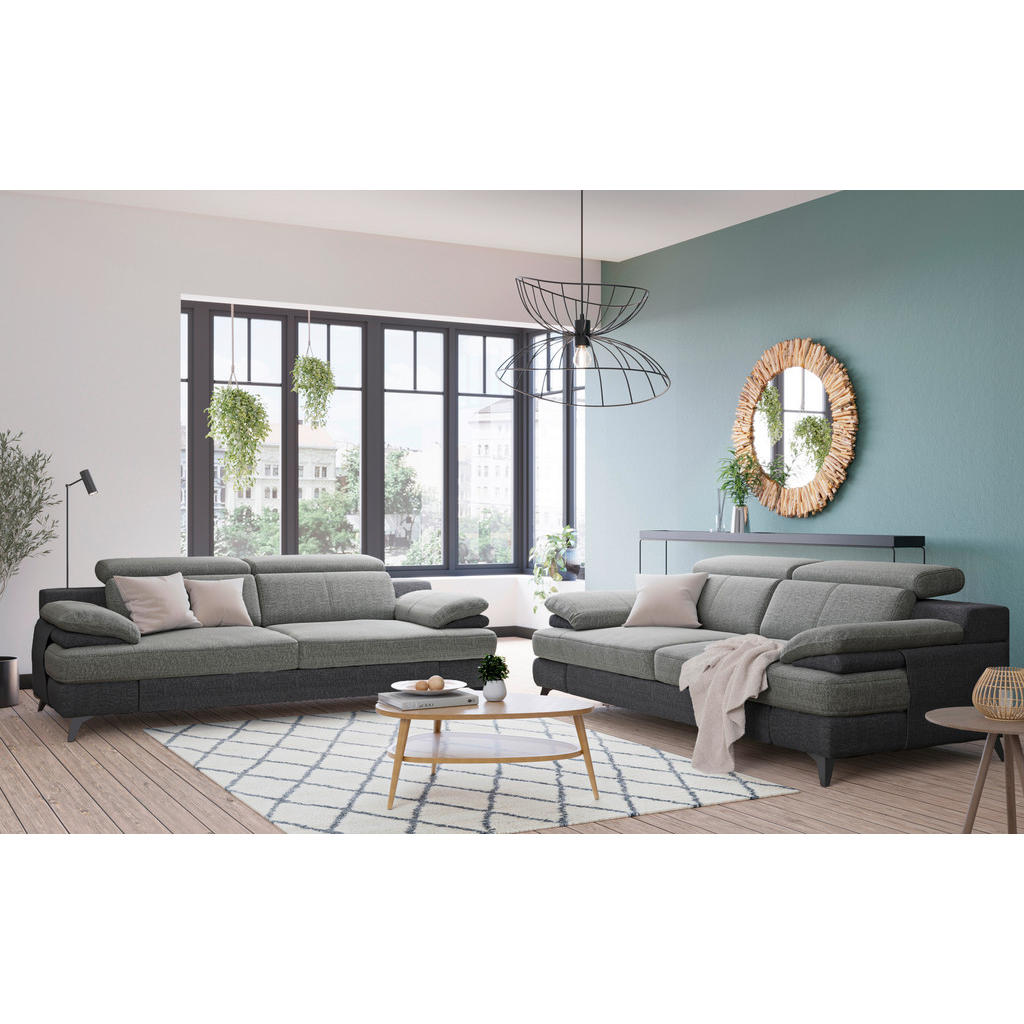 Thumbnail - Livetastic 3-Sitzer-Sofa, Hellgrau, Dunkelgrau, Textil, 225x80x104 cm, Made in EU, Rücken echt, Armteil links, rechts, W...