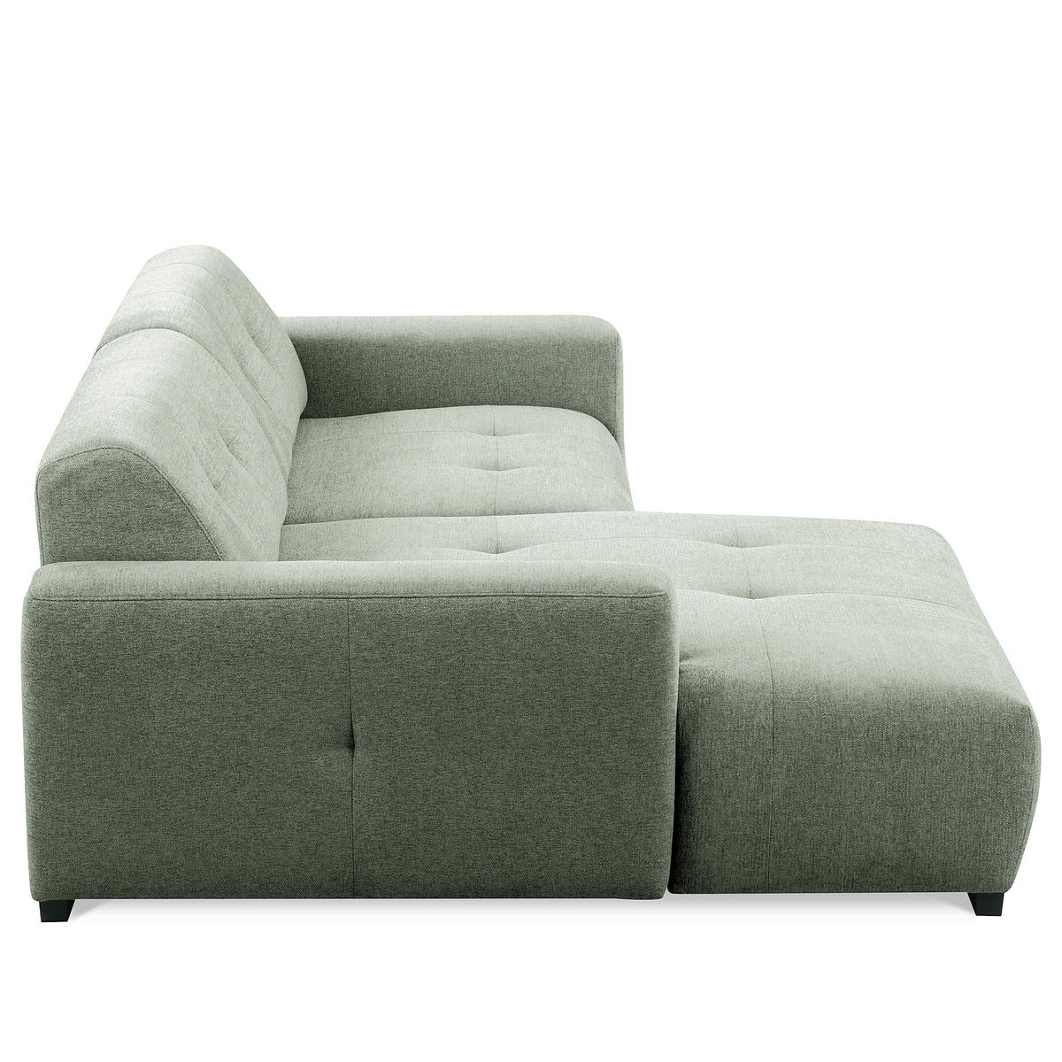 ECKSOFA AUSTIN Salbeigrün Flachgewebe Sitztiefenverstellung  - Salbeigrün/Schwarz, Design, Kunststoff/Textil (169/286cm) - Livetastic
