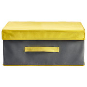 BOX MIT DECKEL - Grau, Textil (24/34/19cm)